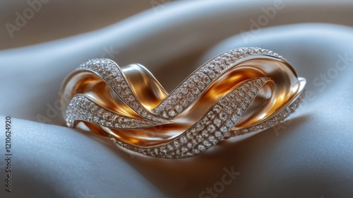 Elegant spiral brooch showcasing intricate design and shimmering textures in ...