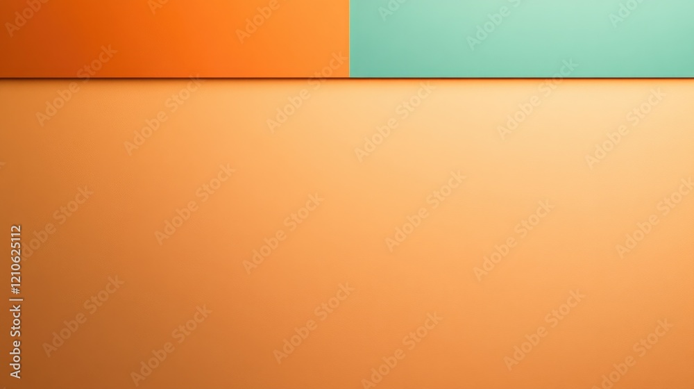 Fototapeta premium top-down view of overlapping translucent color layers in vibrant orange and teal tones on neutral base