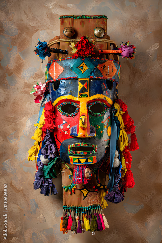 Fototapeta premium Intricately Designed Ceremonial Mask Reflecting Cultural Heritage and Artistic Craftsmanship