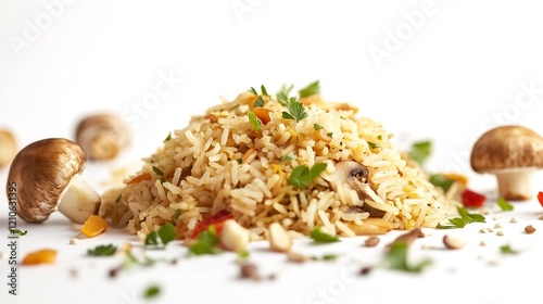 Biryani Rice Cooked Isolated on White Background