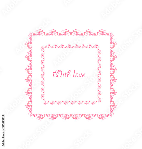 Beautiful pink floral decorative borders and frames set for fashion embroidery, baby girl arrival greeting card, book headers or wedding invitation. Part 2.eps