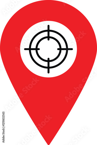 Pin and target icon isolated on white background . Geo targeting icon . Vector illustration Free Download Pin and target icon isolated on white background . Geo targeting icon . Vector illustration - GFXLoad
