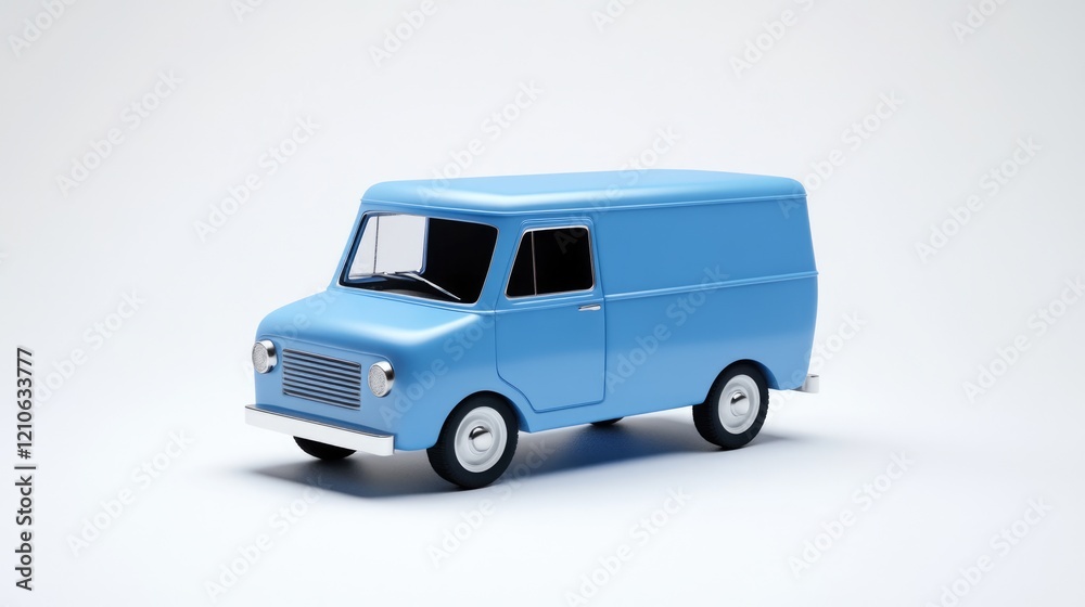 Sleek Blue Delivery Van: Modern Design for Business and Cargo Transport, Isolated on Clean Background