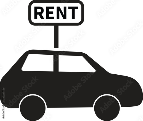 Rent car icon with rent label . car rental symbol . Vector illustration