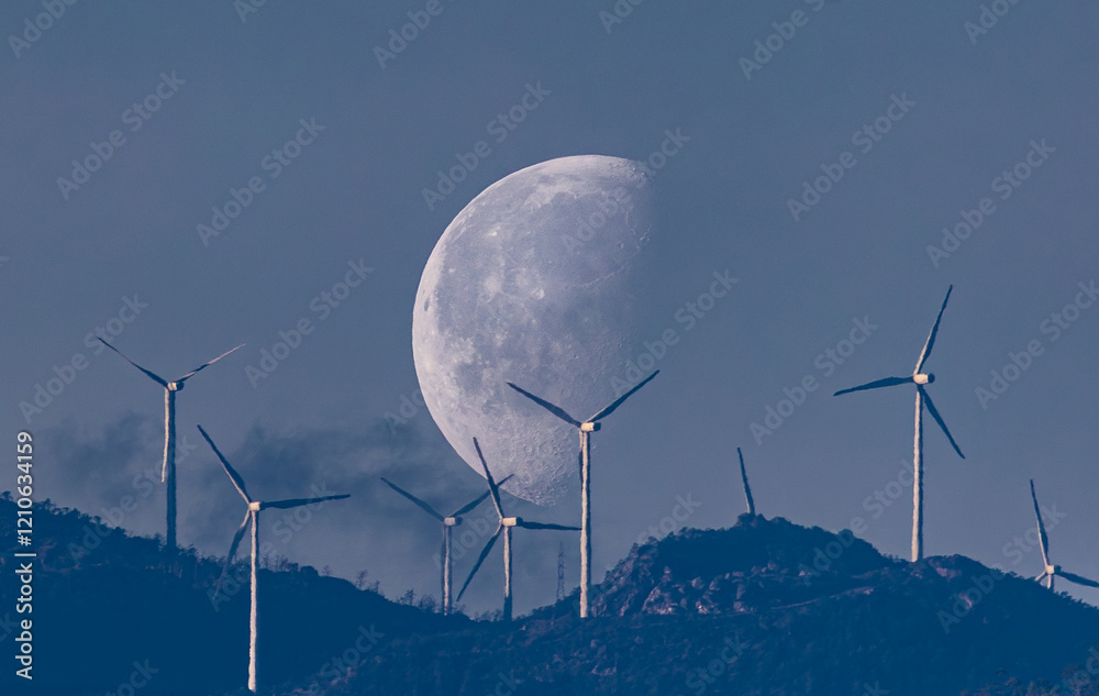 waning moon at the beginning of the year at dusk!