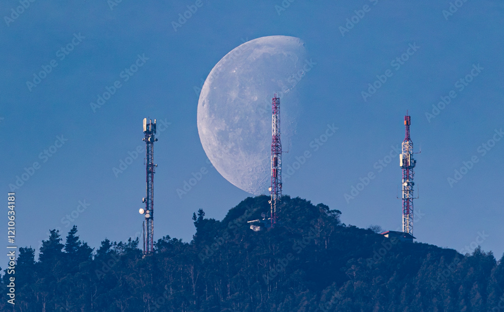 waning moon at the beginning of the year at dusk!