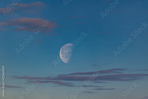 Obraz na płótnie waning moon at the beginning of the year at dusk! w salonie