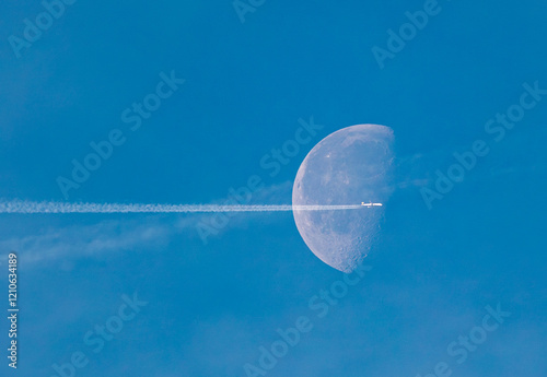 Obraz na płótnie waning moon at the beginning of the year at dusk! w salonie