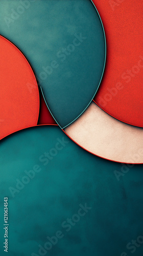 Obraz na płótnie Curving shapes in dark blue-green and red w salonie