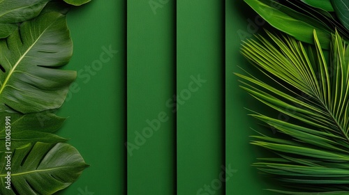 top-down view of vibrant green parrot feathers with subtle shading and fine details of intricate barbs photo