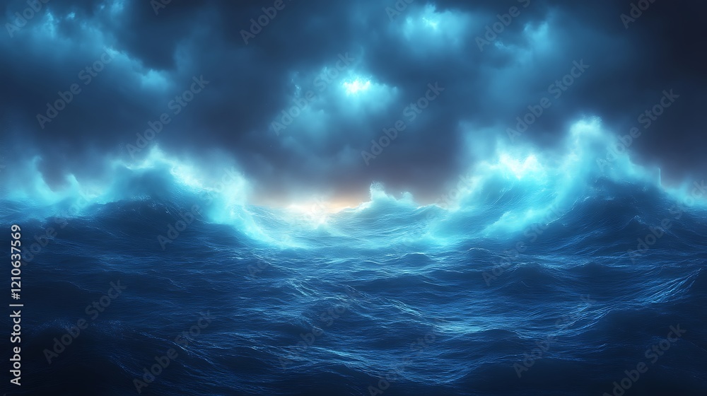 Fototapeta premium Dark Ocean Waves Under a Stormy Sky