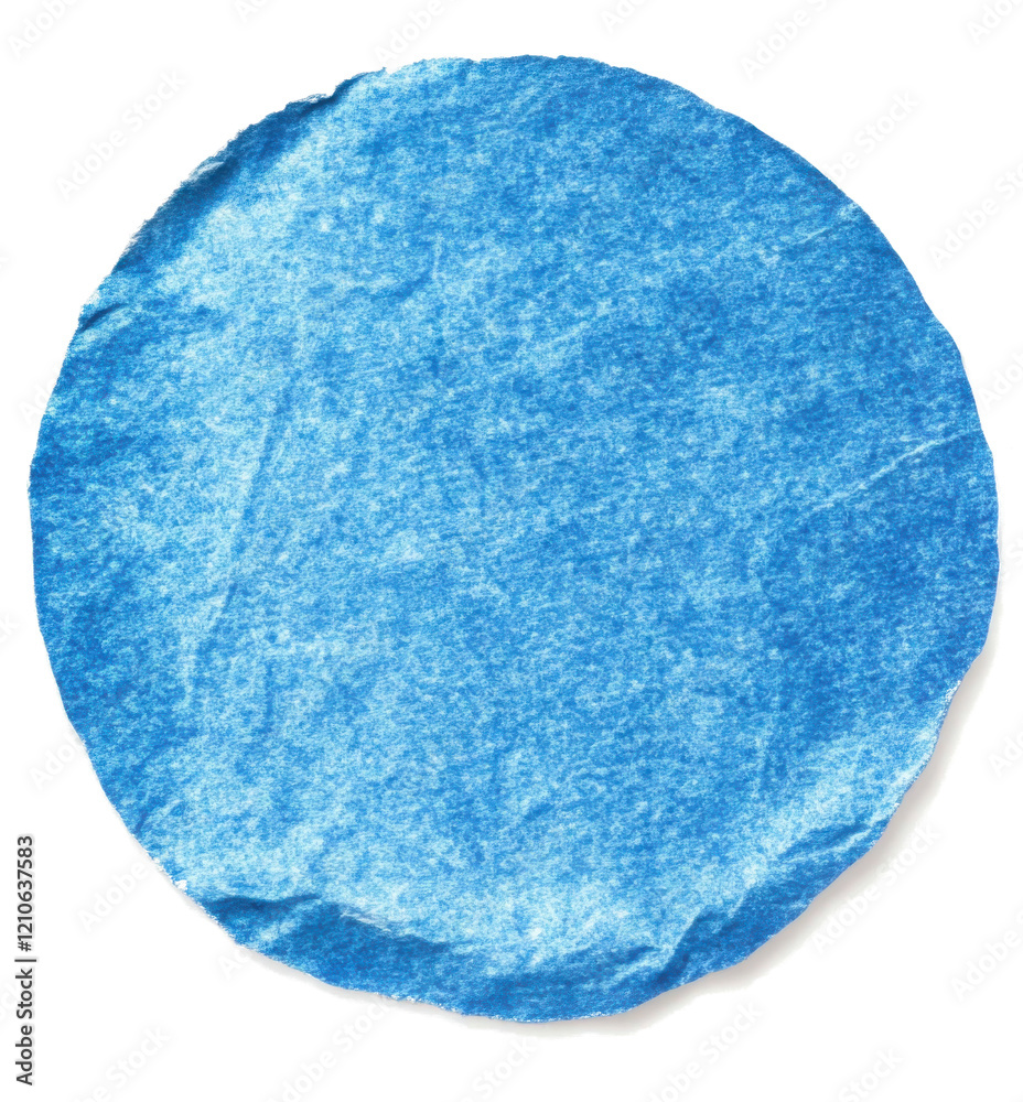 Old blue round adhesive paper sticker label isolated Old blue round adhesive paper sticker label isolated