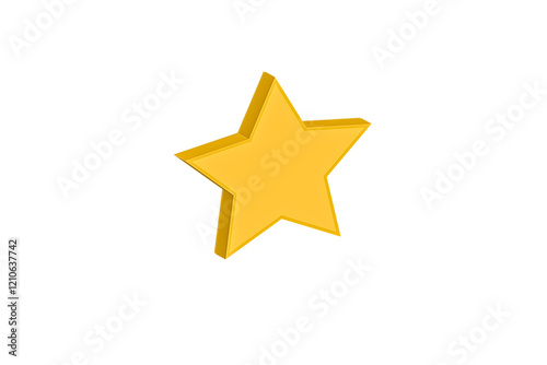 Golden star badge icon, a cartoon-style symbol for ratings, feedback, or achievement rewards. 3D vector emblem illustration, perfect for apps, websites, and digital designs. Shiny golden-yellow star 