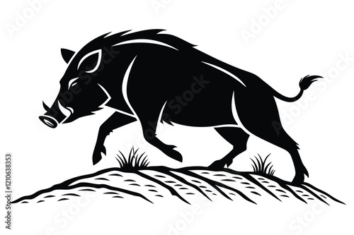 minimalist wild boar logo design