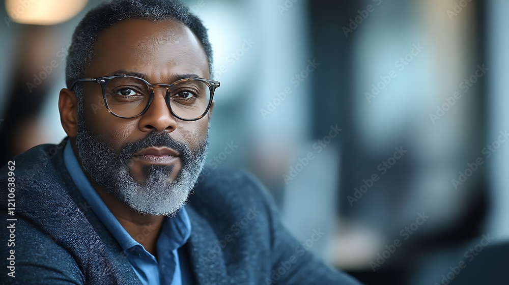 Obraz premium Serious middle-aged Black man in glasses.