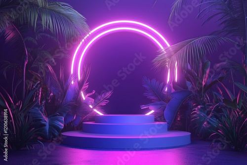Neon circle with a purple background