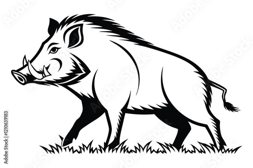 minimalist wild boar logo design