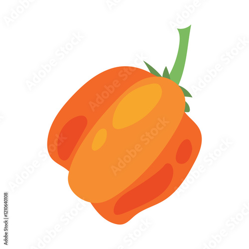 Juicy pepper. Paprika. Useful Vegetables. Harvest. Botanical illustration. Vector illustration