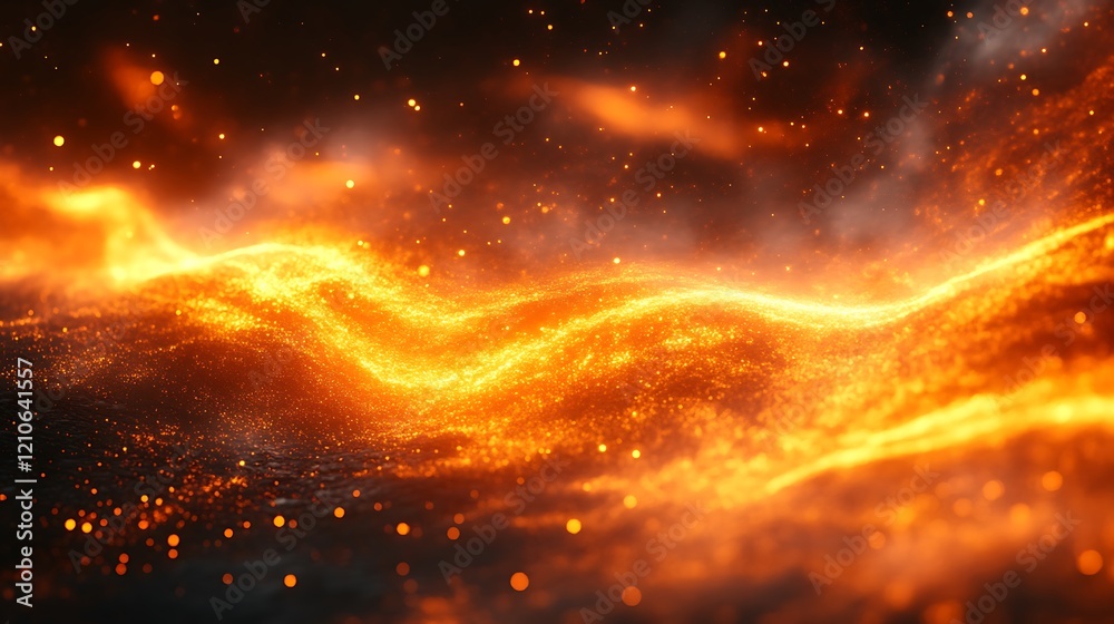 Fototapeta premium Glowing Embers Wave Abstract Fire Background
