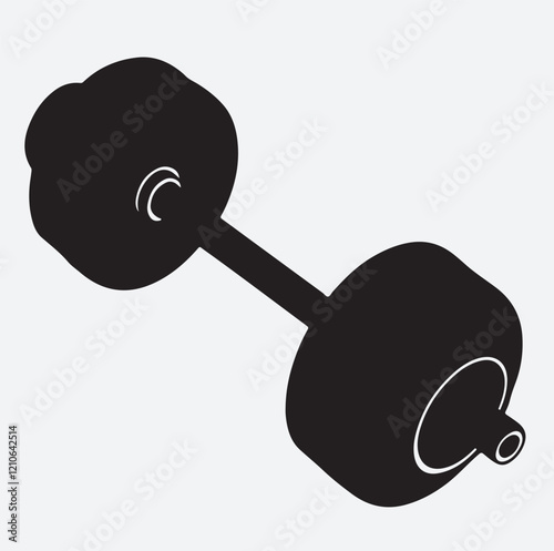 dumbbell isolated on white background, barbell silhouette vector art illustration