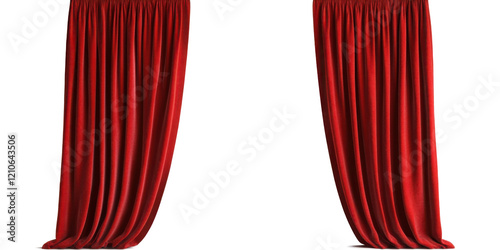 Red Curtain window isolated 