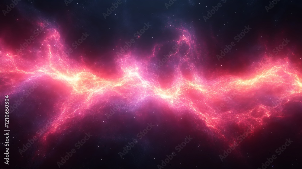 Fototapeta premium Cosmic Nebula Pink Energy Waves Across Space
