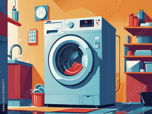 washing machine cartoon vector illustration