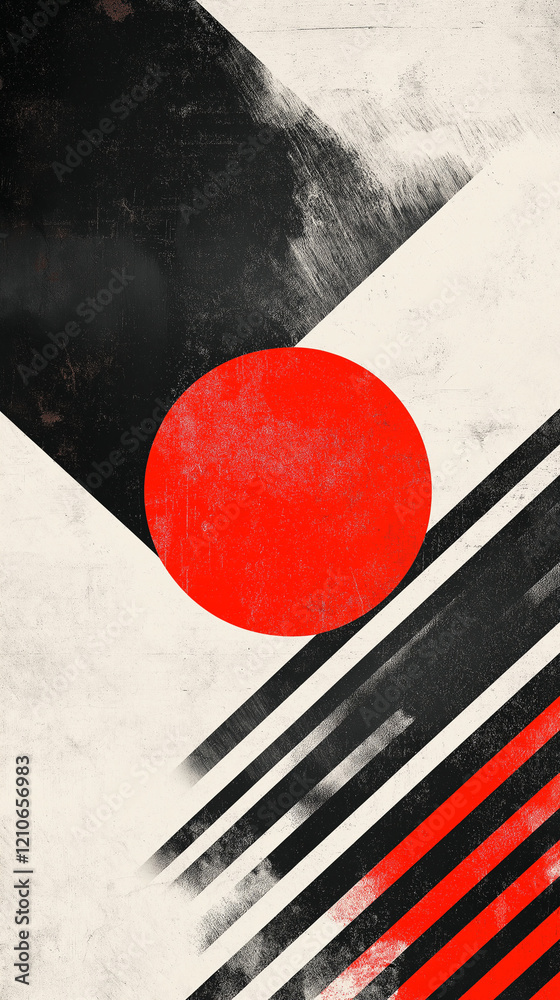 Circle and diagonal lines vertical with copy space