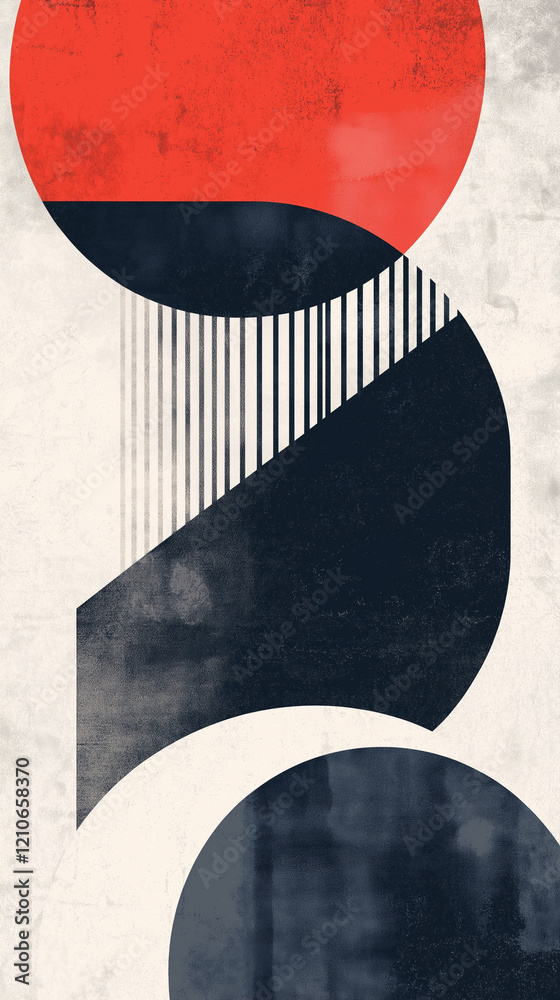 Red and black curving shapes with text space vertical