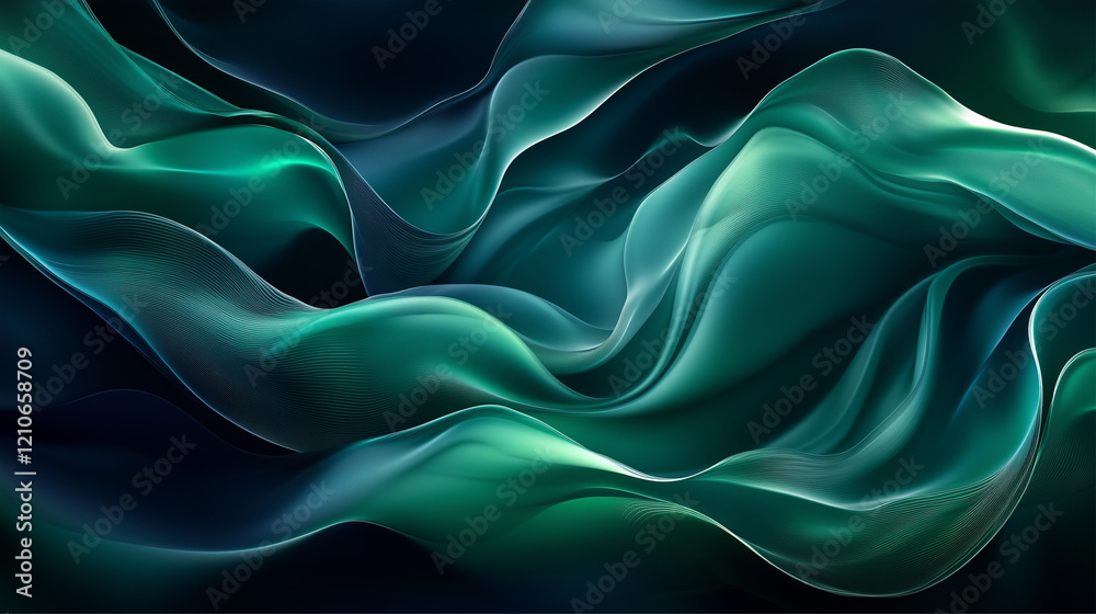 Fototapeta premium A mesmerizing blend of green and blue flowing waves in motion.