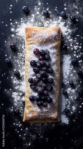 Obraz na płótnie Vertical blueberry puff pastry dessert w salonie