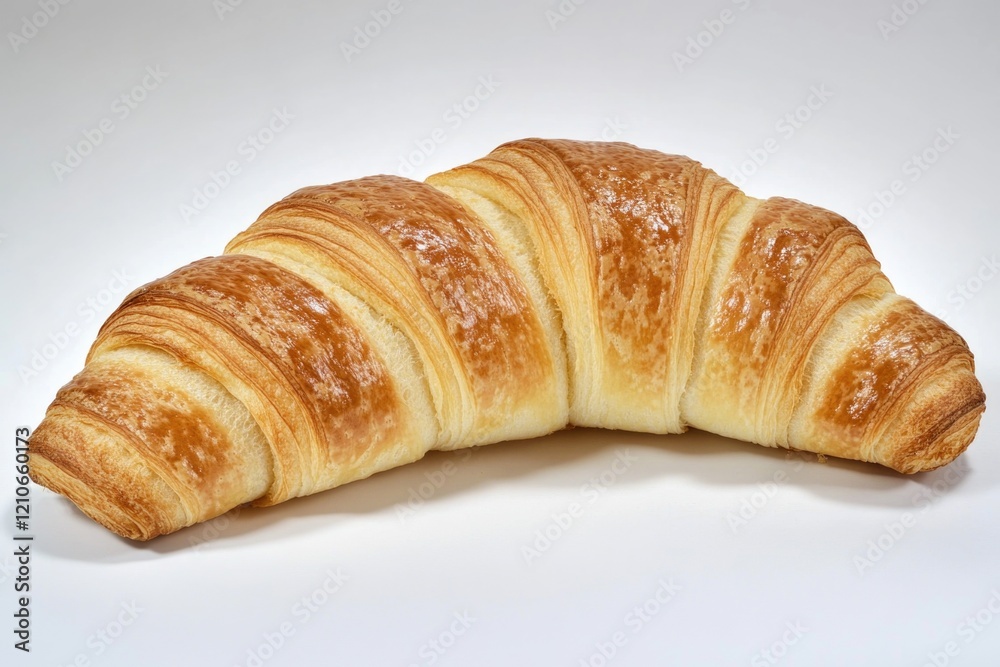 A close-up shot of a flaky croissant on a white surface A close-up shot of a flaky croissant on a white surface