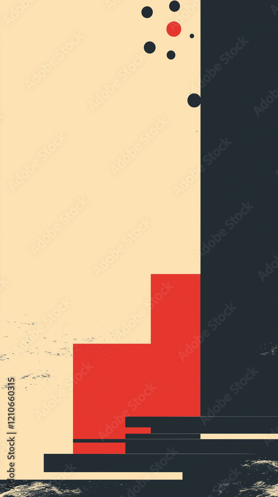 Vertical background of rectangles and circles in red and black