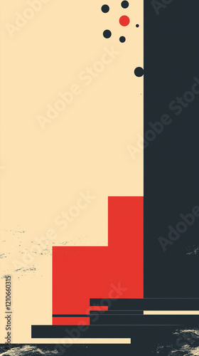 Obraz na płótnie Vertical background of rectangles and circles in red and black w salonie