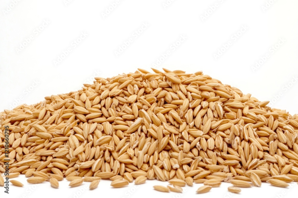 Raw Oats Pile Against Clean White Background Raw Oats Pile Against Clean White Background