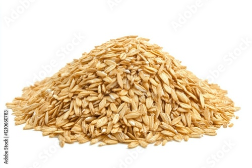 Pile of Raw Oats on White Background