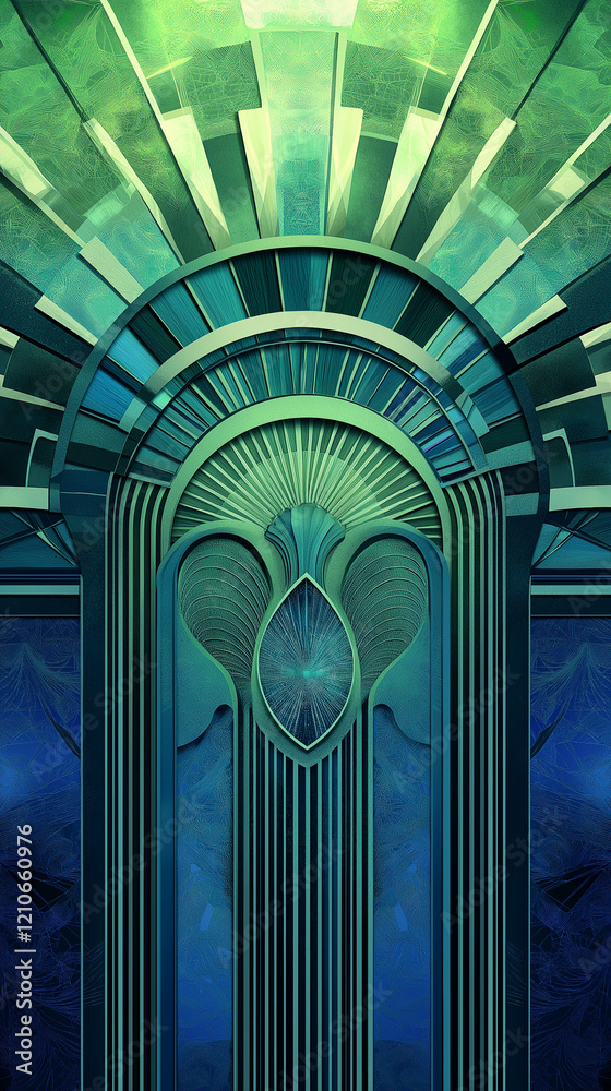 Vertical background of arch shapes and radiating forms
