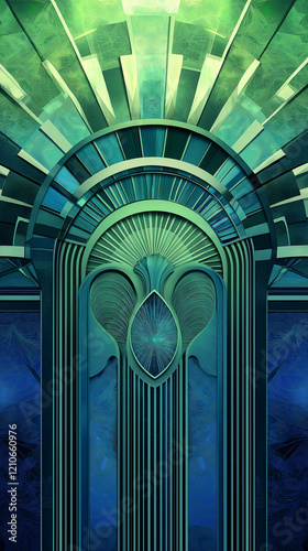 Obraz na płótnie Vertical background of arch shapes and radiating forms w salonie