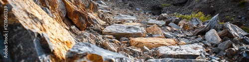 Grey and Tan Rock Formation with Pathway