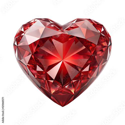 red diamond gem heart, soft focus isolated on the transparent background