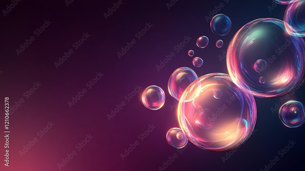 Luminous Bubbles Float in a Dark Purple Space Luminous Bubbles Float in a Dark Purple Space