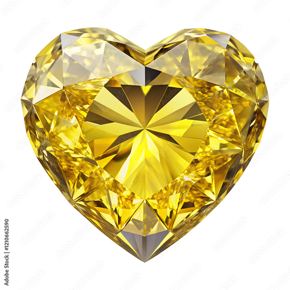 Fototapeta premium yellow diamond gem heart, soft focus isolated on the transparent background