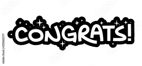 Congratulations sticker. Hand drawn letters for congratulating message banner.