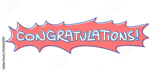 Congratulations sticker. Hand drawn letters for congratulating message banner.