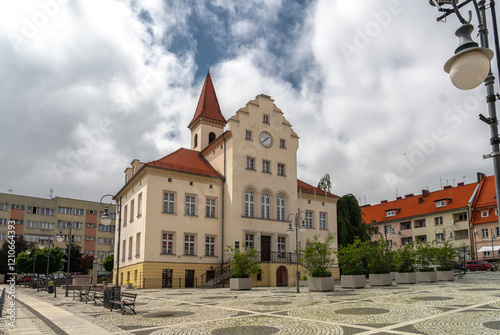 Obraz na płótnie Town hall and market square (Ratusz i Rynek) in Trzebnica, Dolny Śląsk w salonie