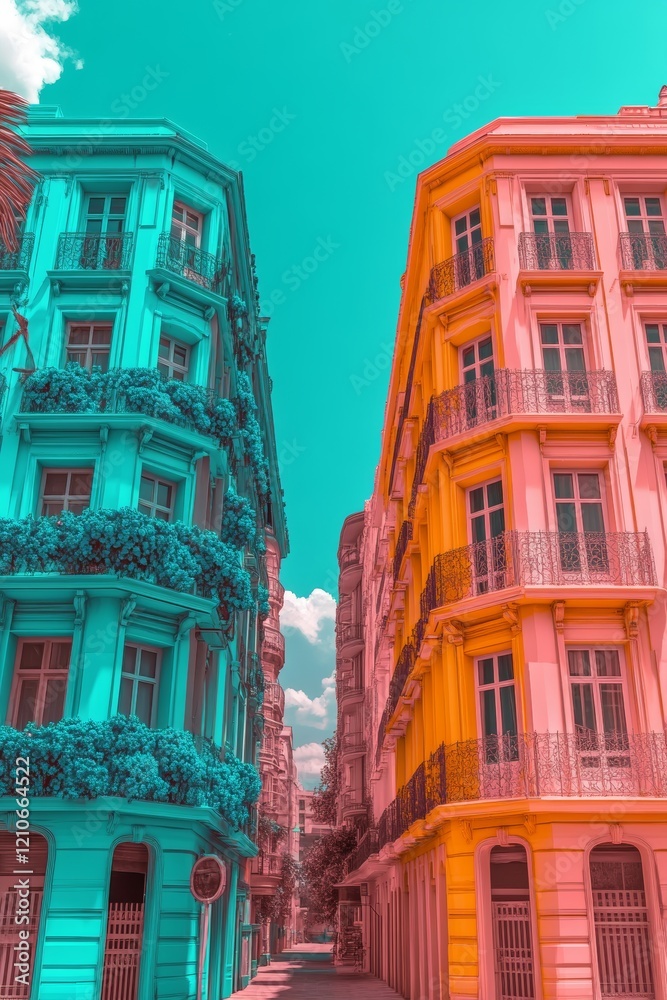 Fototapeta premium A Parisian window covered in a wealth of hydrangeas at their peak