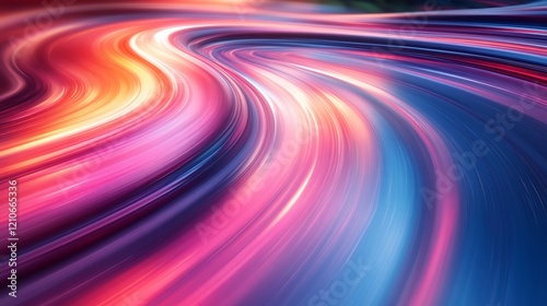 Abstract Swirling Lines of Pink Blue and Orange Hues