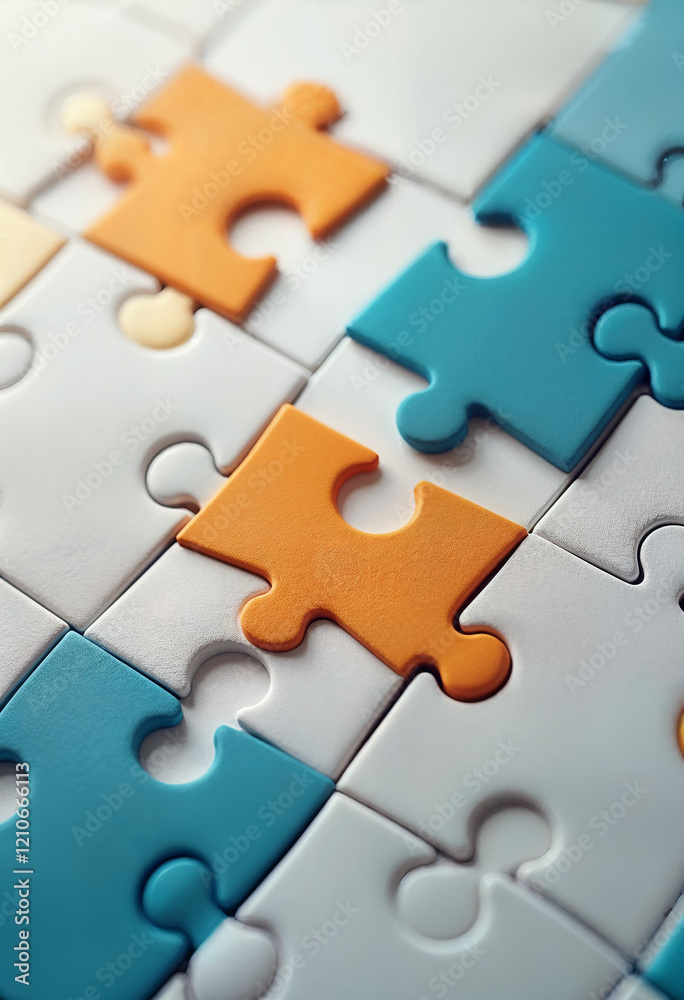 Puzzle pieces fitting together, symbolizing teamwork and strategy Puzzle pieces fitting together, symbolizing teamwork and strategy