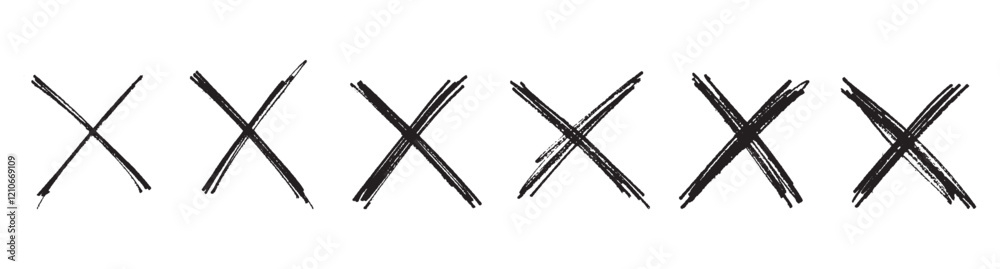 Naklejka premium grunge cross sign vector icon set, No wrong symbol. Delete, vote sign. check marks and bad marks vector illustrations