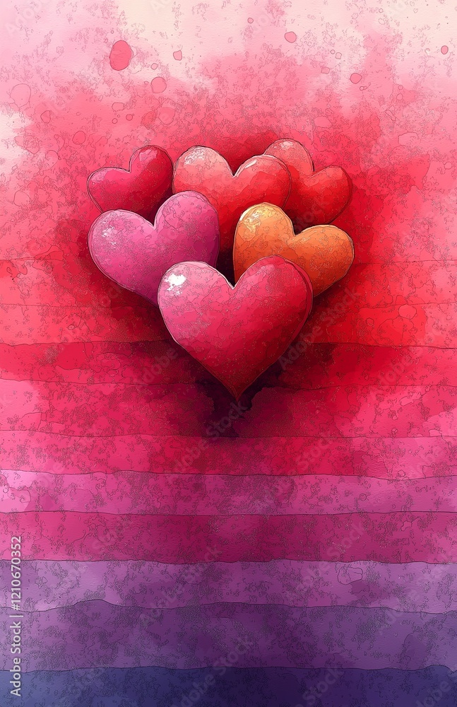Obraz premium Valentines Day card with hearts.